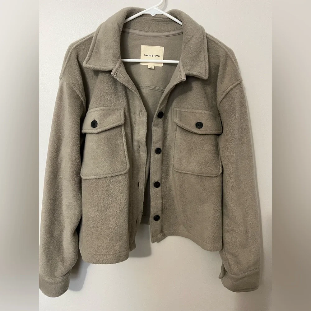 Thread & Supply Tan Fleece Cropped Jacket - Picture 4 of 6
